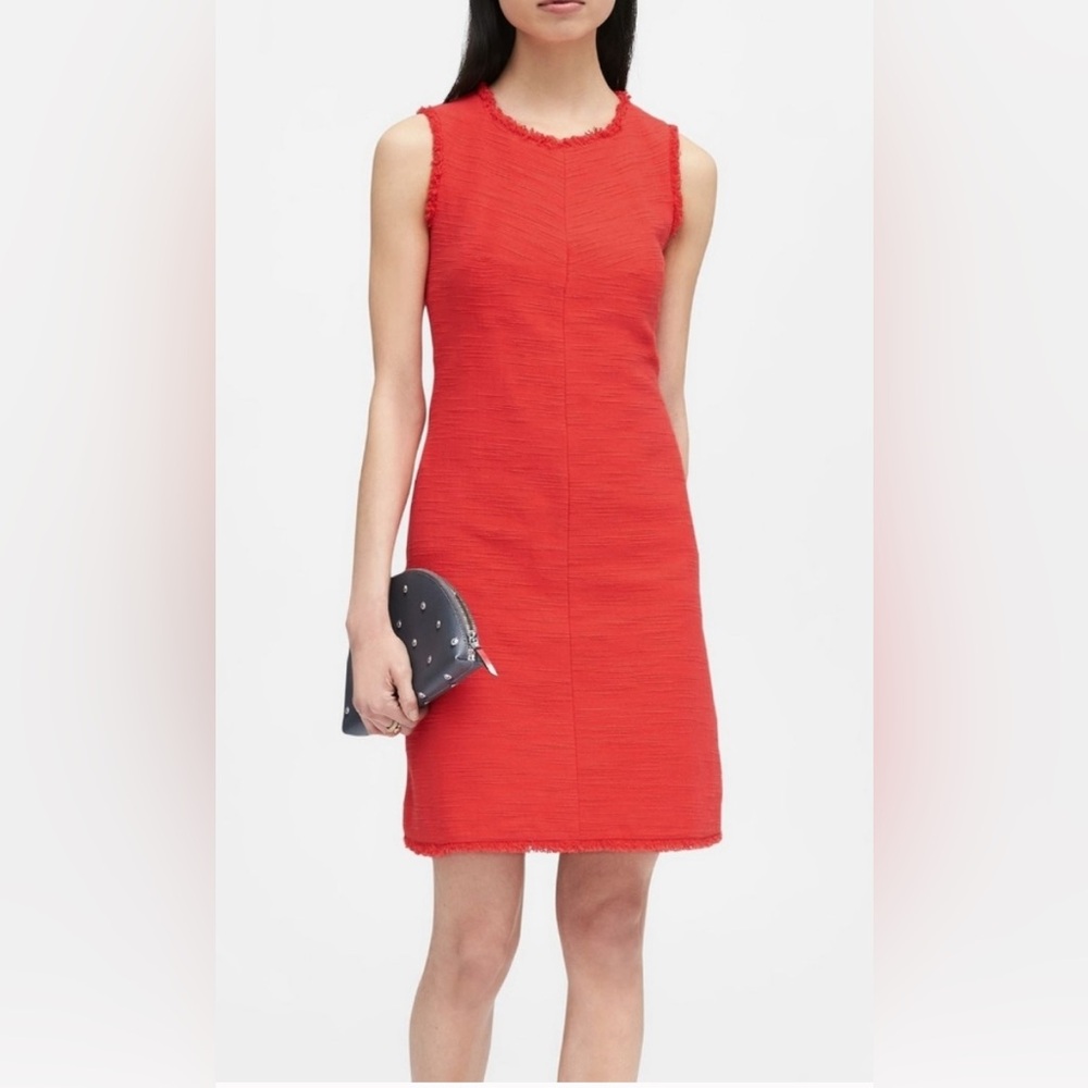 NWT Banana Republic Elegant Red Tweed Sleeveless Dress Size Large